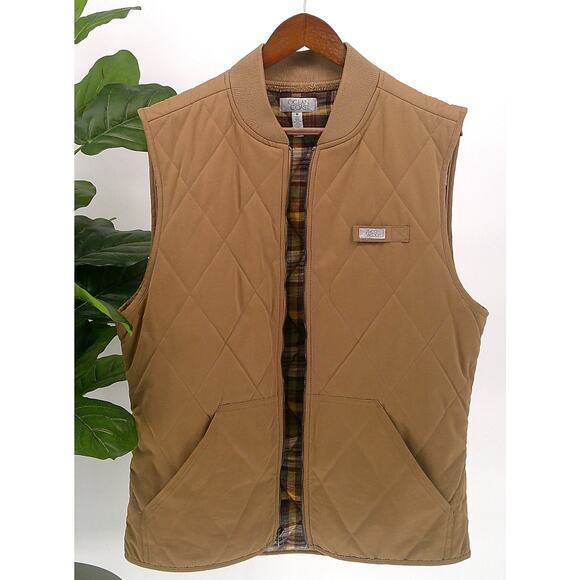 Ocean Coast Mens Brown Diamond Design Rib Collar Lined Zip Up Puffer Vest Medium - Picture 1 of 6